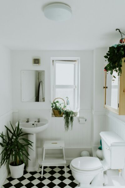 Modern bathroom renovation with walk-in shower and floating vanity
